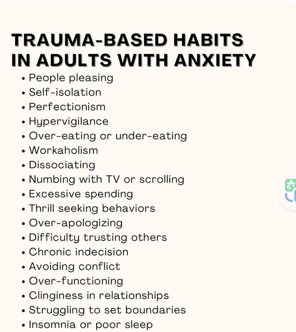 TRAUMA-BASED HABITS IN ADULTS WITH ANXIETY